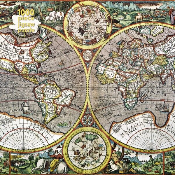 Pieter van den Keere: Antique Map of the World palapeli